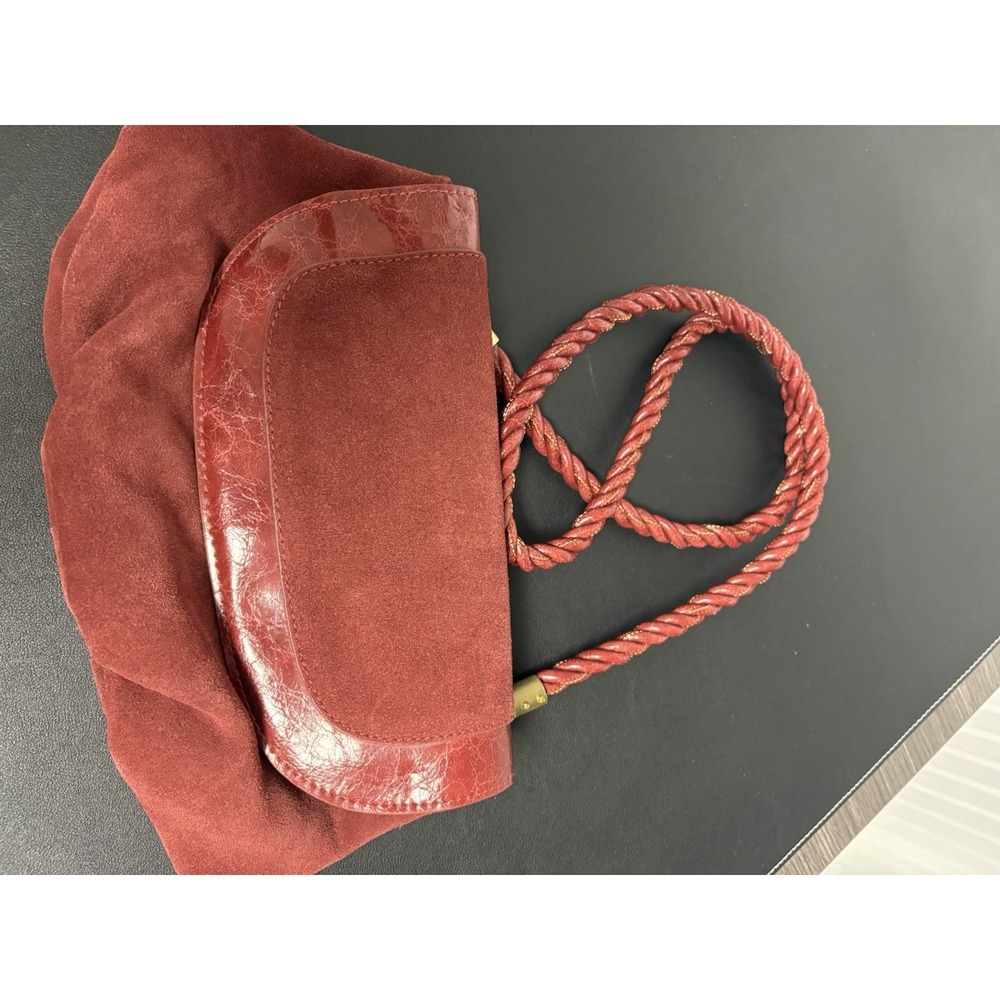 Anthropologie‎ Suede Leather Crossbody Small Terracotta Red Handbag - Picture 5 of 13